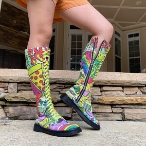 HIGH ON PIZZA HIGH CUT ZIP UP BOOTS